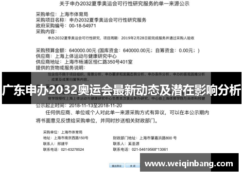 广东申办2032奥运会最新动态及潜在影响分析